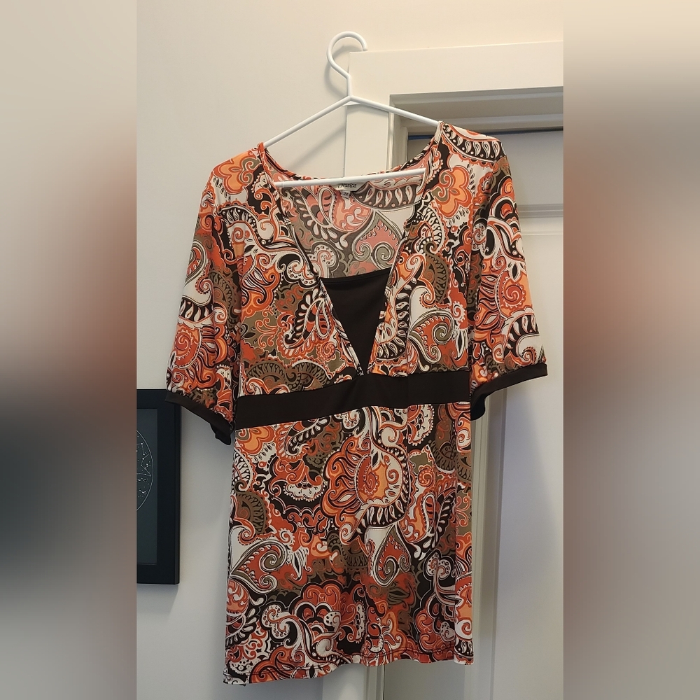 Jessica Orange and Brown Paisley Blouse